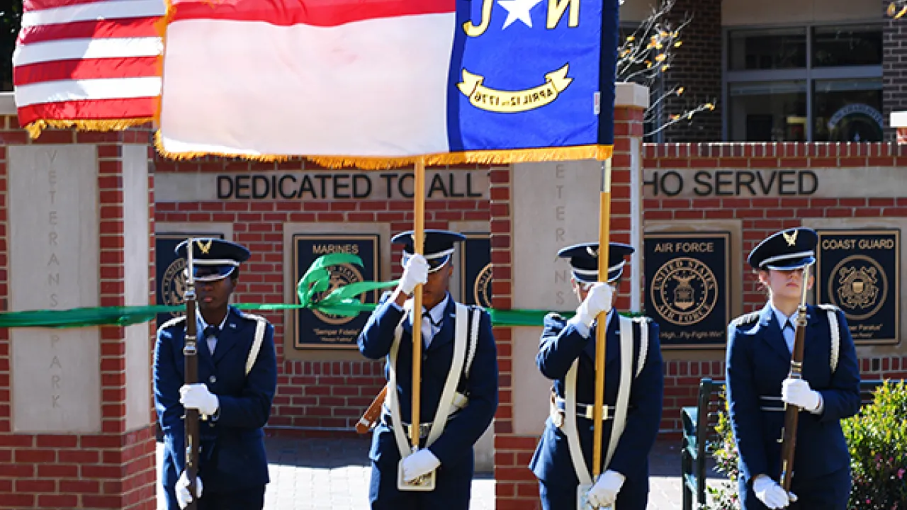 Four members of color guard for flag ceremony