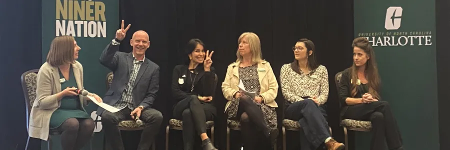 Members of a panel for the Collaboration in Action symposium